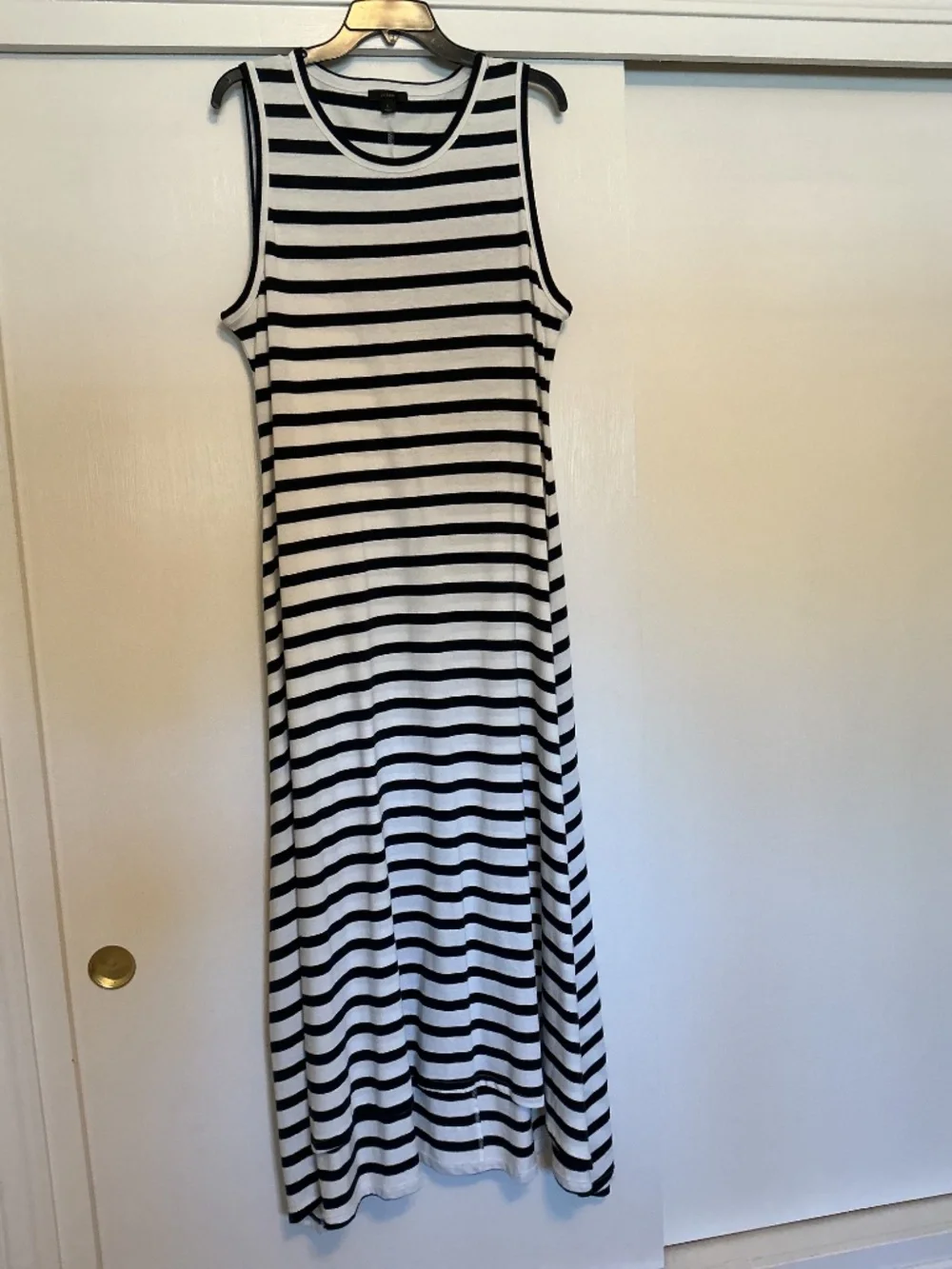 J Crew Blue & White Striped Long Dress Size Large
